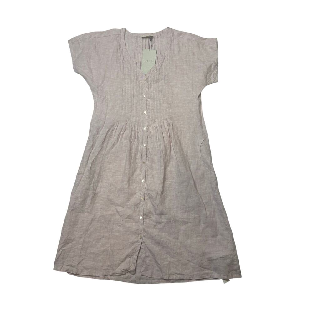 Poetry Linen Button Front Midi Dress Soft Blush US 4